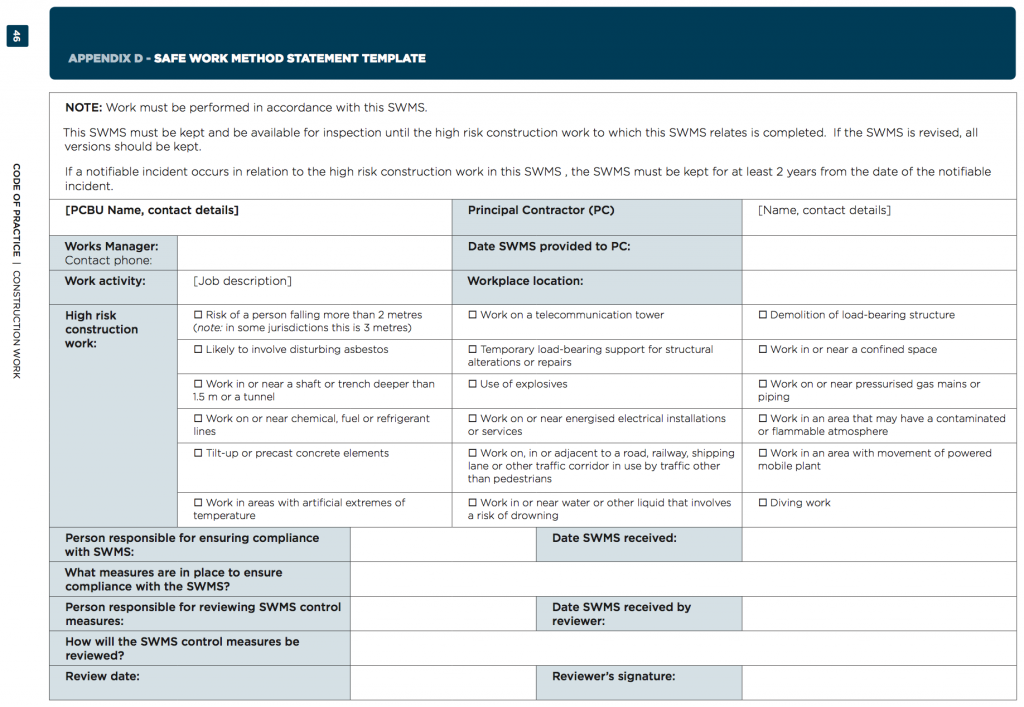 Safe Work Method Statement (SWMS) SafeWorkPro